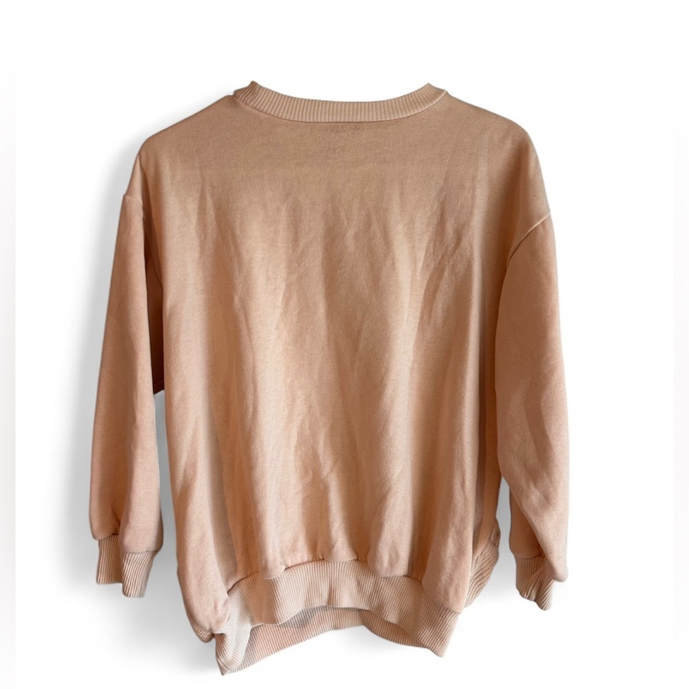 Vintage Casino Beige Chunky Sweater with Pockets and Flowers - Picture 2 of 5